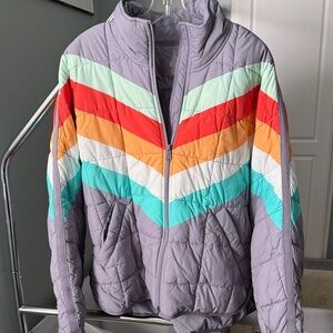 Free People Chevron Quilted Jacket in Lavender/gray